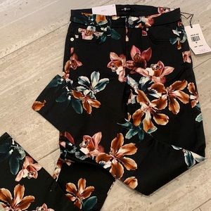 7 For All Mankind Black Orange Multicolor Floral Colored Skinny Jeans Size 23